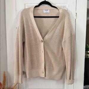 Old Navy Beige Ribbed V-Neck Button-Front Cardigan